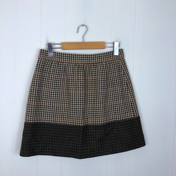 J. Crew Houndstooth Wool Mini Skirt Sz 2 - Picture 7 of 8